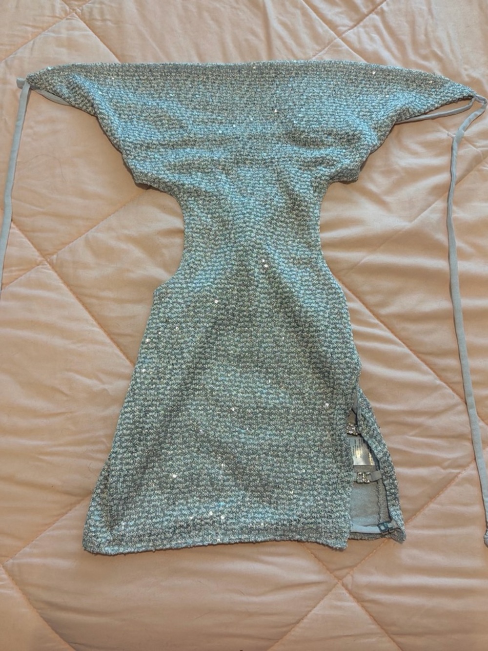Sparkle  Mini Dress Light silver sequins- Outcast